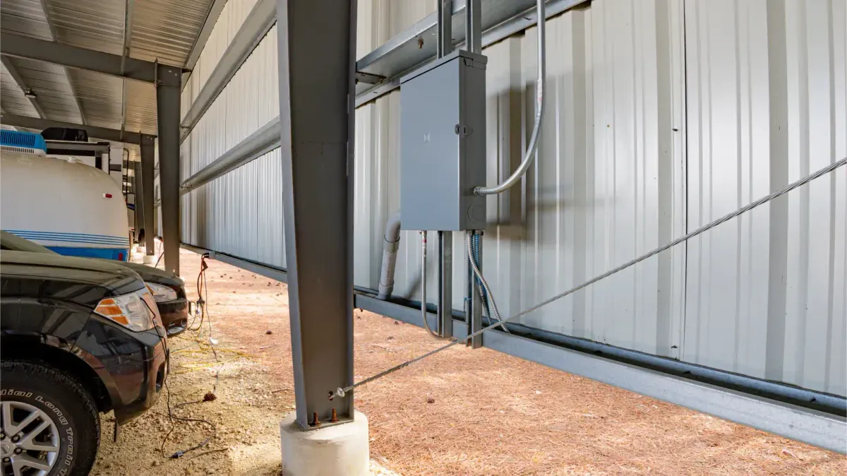 Covered parking at Kountze, TX self storage facility.