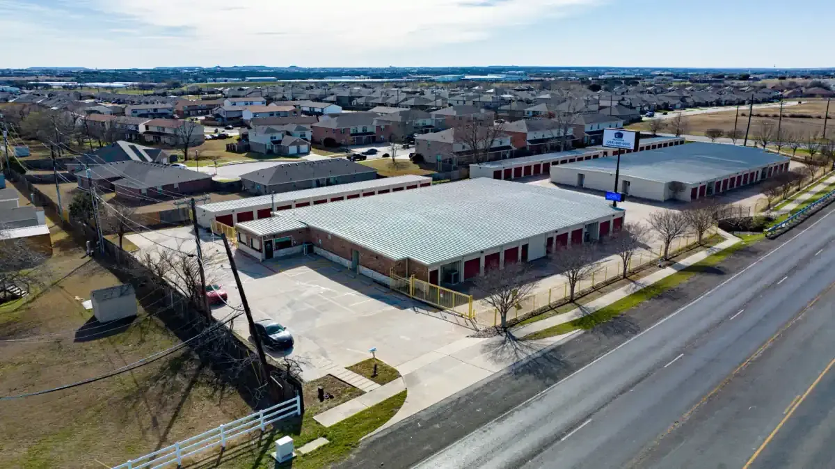 Skyview of units at Killeen, TX self storage facility.