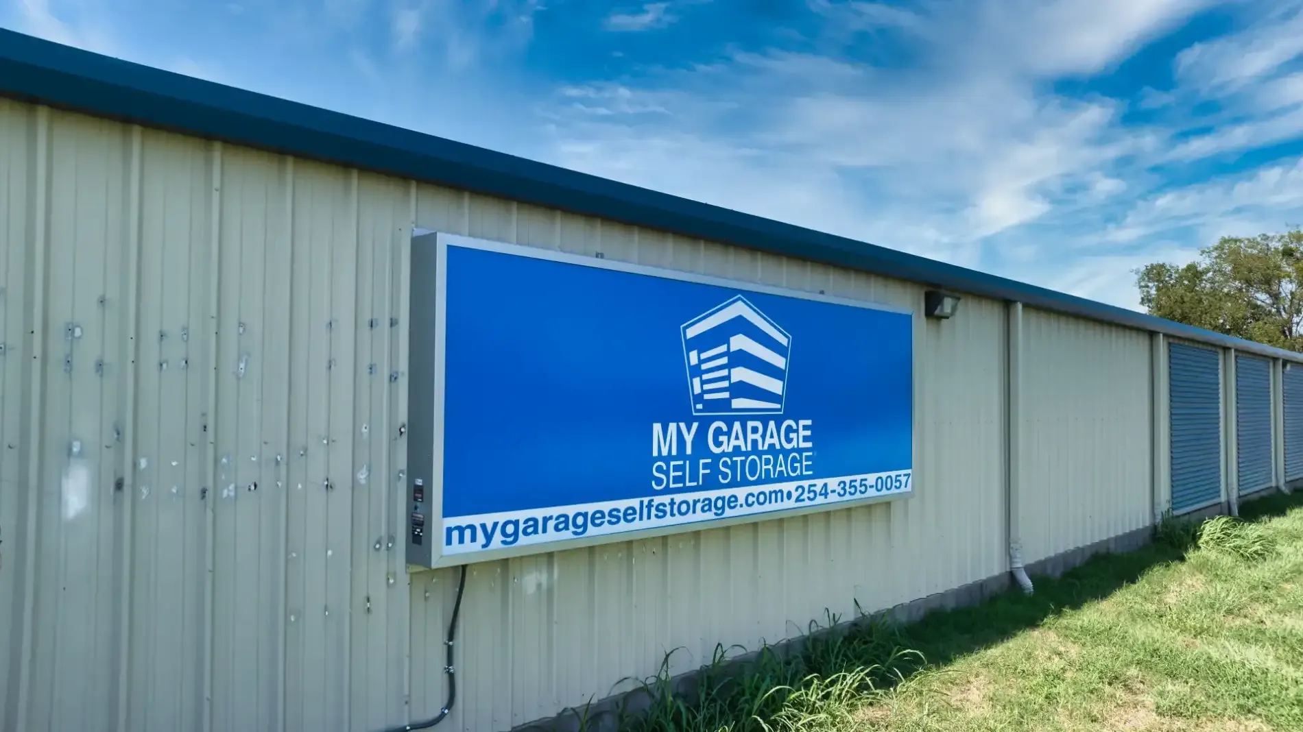 Exterior of signage at Mexia, TX self storage facility.