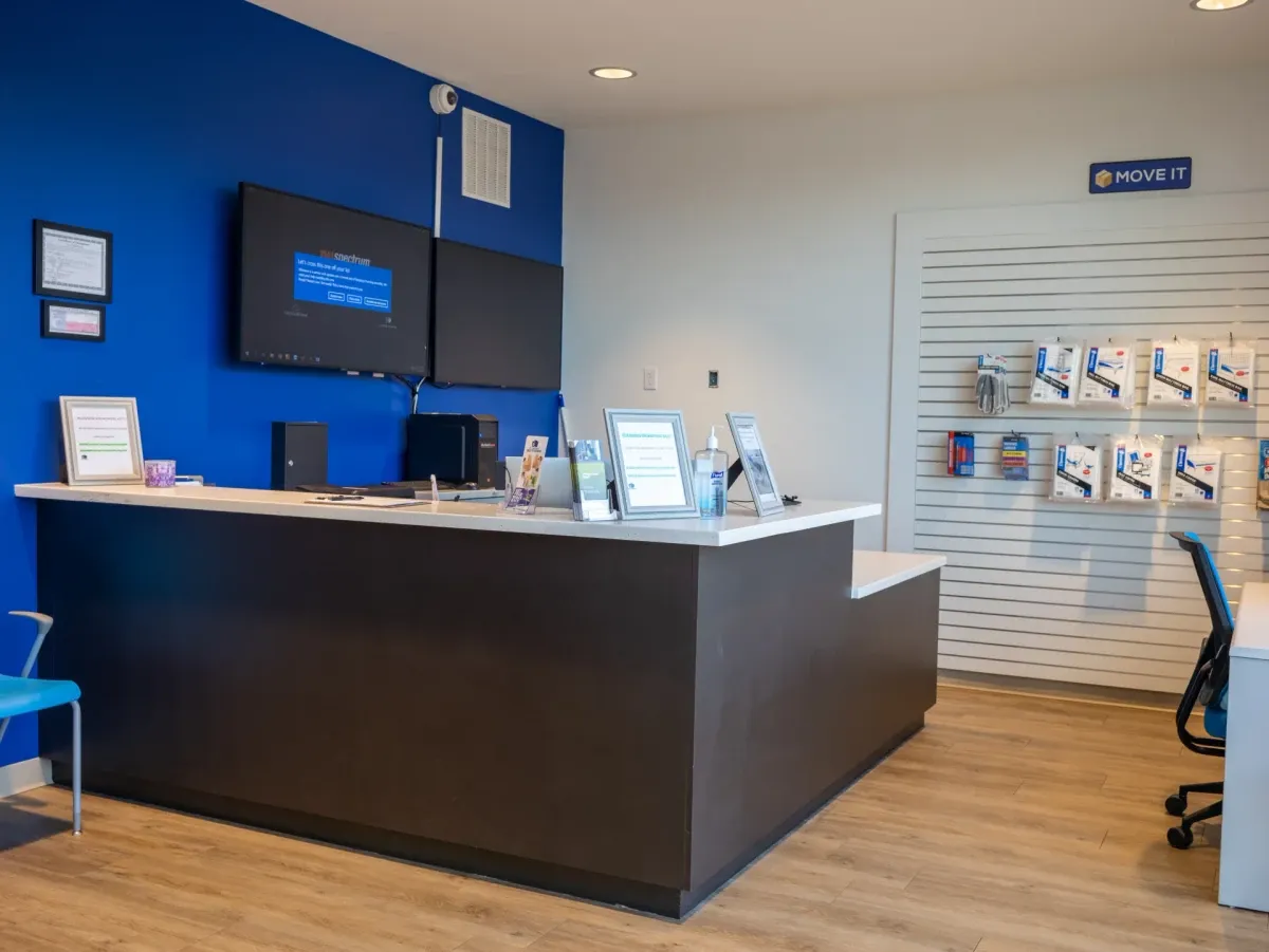 Interior office at Midlothian, TX self storage facility.