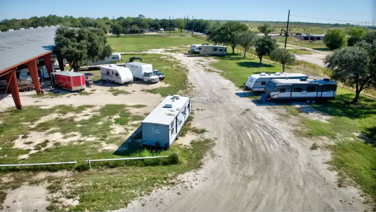 Outdoor parking at Pearland, TX self storage facility.