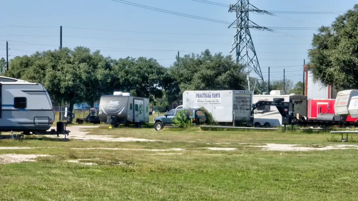 Uncovered parking at Pearland, TX self storage facility.