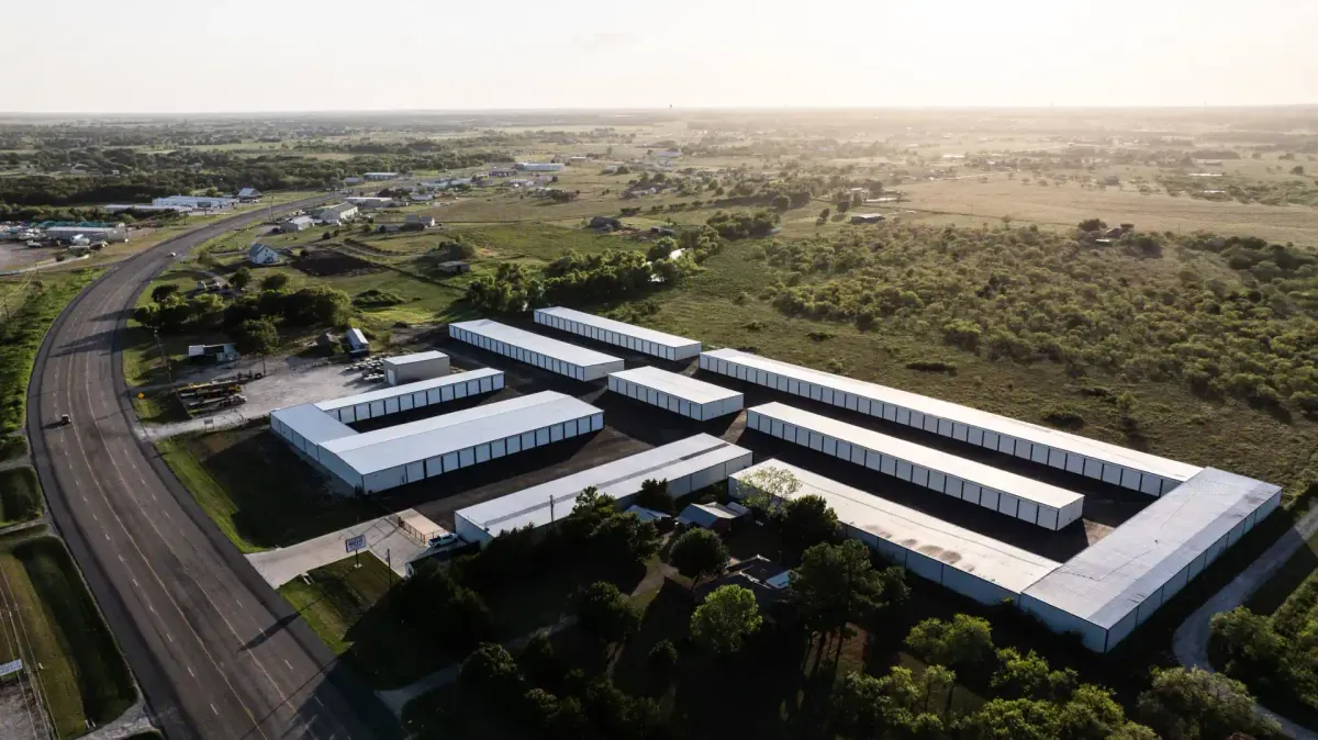 Aerial view of the storage facility.
