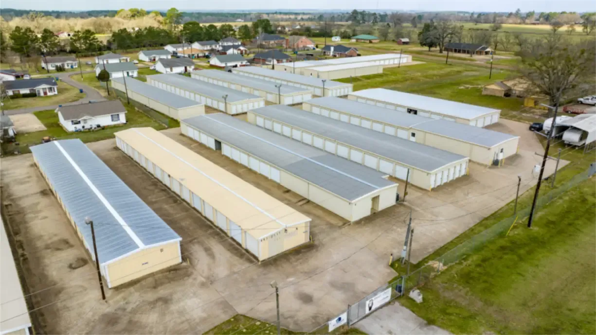 Skyview of outdoor storage at Rusk, TX self storage facility.